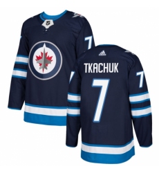 Youth Adidas Winnipeg Jets #7 Keith Tkachuk Premier Navy Blue Home NHL Jersey
