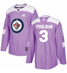 Youth Adidas Winnipeg Jets #3 Tucker Poolman Authentic Purple Fights Cancer Practice NHL Jersey