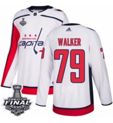 Men's Adidas Washington Capitals #79 Nathan Walker Authentic White Away 2018 Stanley Cup Final NHL Jersey