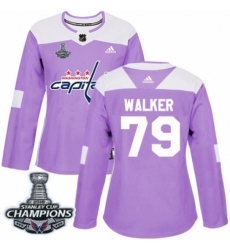 Women's Adidas Washington Capitals #79 Nathan Walker Authentic Purple Fights Cancer Practice 2018 Stanley Cup Final Champions NHL Jersey