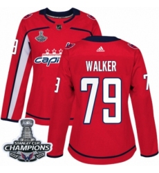 Women's Adidas Washington Capitals #79 Nathan Walker Authentic Red Home 2018 Stanley Cup Final Champions NHL Jersey