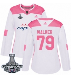 Women's Adidas Washington Capitals #79 Nathan Walker Authentic White Pink Fashion 2018 Stanley Cup Final Champions NHL Jersey
