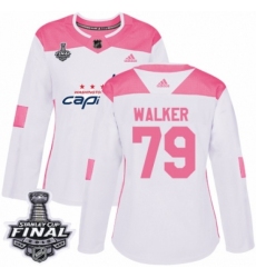 Women's Adidas Washington Capitals #79 Nathan Walker Authentic White/Pink Fashion 2018 Stanley Cup Final NHL Jersey
