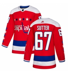 Men's Adidas Washington Capitals #67 Riley Sutter Authentic Red Alternate NHL Jersey Men's Adidas Washington Capitals #67 Riley Sutter Authentic Red Alternate NHL Jersey