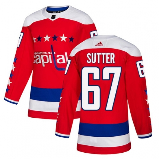 Men's Adidas Washington Capitals #67 Riley Sutter Authentic Red Alternate NHL Jersey Men's Adidas Washington Capitals #67 Riley Sutter Authentic Red Alternate NHL Jersey