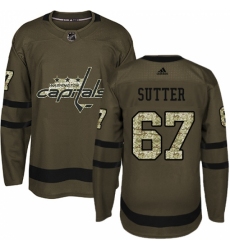 Men's Adidas Washington Capitals #67 Riley Sutter Premier Green Salute to Service NHL Jersey Men's Adidas Washington Capitals #67 Riley Sutter Premier Green Salute to Service NHL Jersey