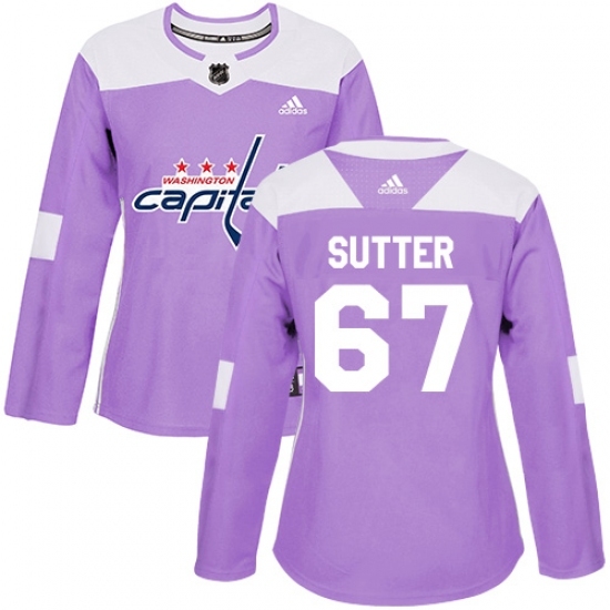 Women's Adidas Washington Capitals #67 Riley Sutter Authentic Purple Fights Cancer Practice NHL Jersey Women's Adidas Washington Capitals #67 Riley Sutter Authentic Purple Fights Cancer Practice NHL Jersey