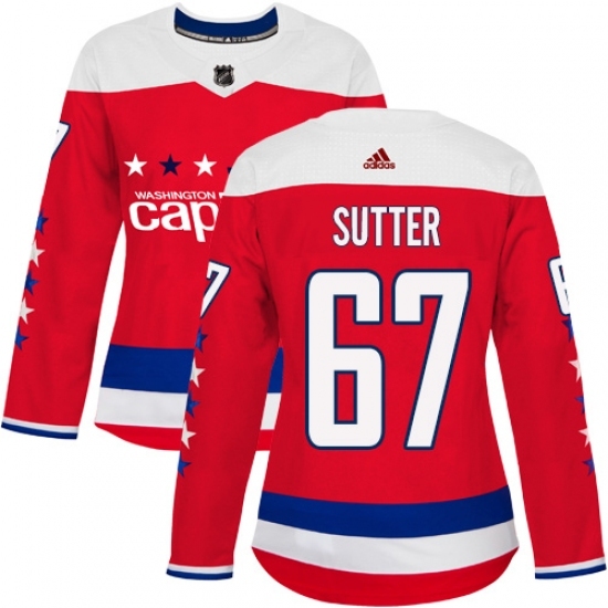 Women's Adidas Washington Capitals #67 Riley Sutter Authentic Red Alternate NHL Jersey Women's Adidas Washington Capitals #67 Riley Sutter Authentic Red Alternate NHL Jersey