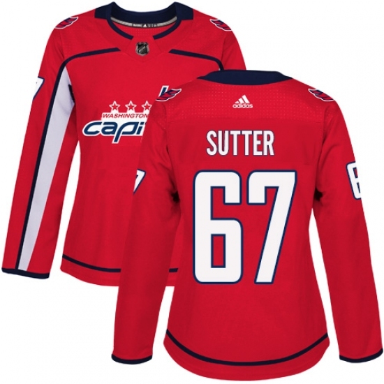 Women's Adidas Washington Capitals #67 Riley Sutter Authentic Red Home NHL Jersey Women's Adidas Washington Capitals #67 Riley Sutter Authentic Red Home NHL Jersey