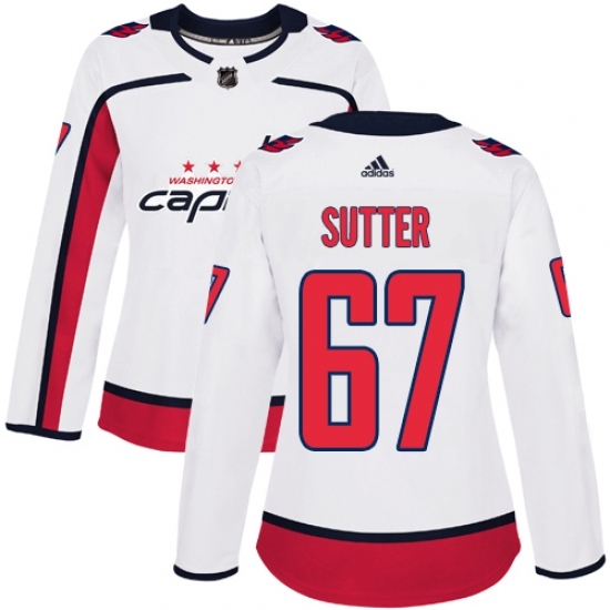 Women's Adidas Washington Capitals #67 Riley Sutter Authentic White Away NHL Jersey Women's Adidas Washington Capitals #67 Riley Sutter Authentic White Away NHL Jersey