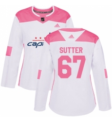 Women's Adidas Washington Capitals #67 Riley Sutter Authentic White Pink Fashion NHL Jersey Women's Adidas Washington Capitals #67 Riley Sutter Authentic White Pink Fashion NHL Jersey