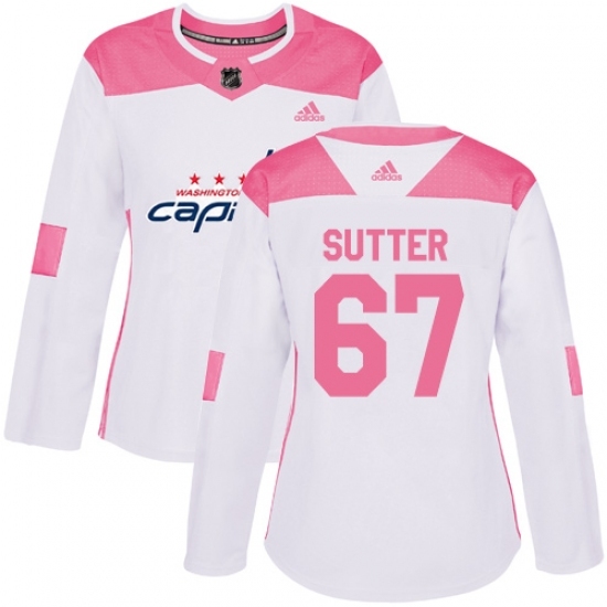 Women's Adidas Washington Capitals #67 Riley Sutter Authentic White Pink Fashion NHL Jersey Women's Adidas Washington Capitals #67 Riley Sutter Authentic White Pink Fashion NHL Jersey