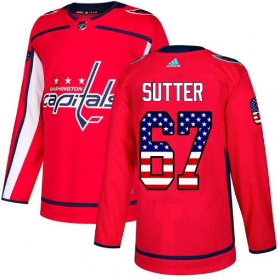 Youth Adidas Washington Capitals #67 Riley Sutter Authentic Red USA Flag Fashion NHL Jersey Youth Adidas Washington Capitals #67 Riley Sutter Authentic Red USA Flag Fashion NHL Jersey