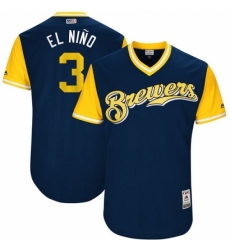 Men's Majestic Milwaukee Brewers #3 Orlando Arcia 