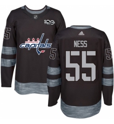 Men's Adidas Washington Capitals #55 Aaron Ness Authentic Black 1917-2017 100th Anniversary NHL Jersey