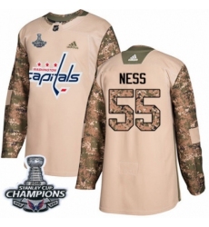 Men's Adidas Washington Capitals #55 Aaron Ness Authentic Camo Veterans Day Practice 2018 Stanley Cup Final Champions NHL Jersey
