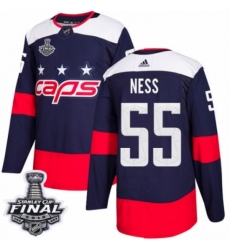 Men's Adidas Washington Capitals #55 Aaron Ness Authentic Navy Blue 2018 Stadium Series 2018 Stanley Cup Final NHL Jersey