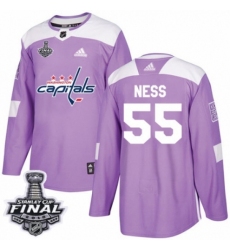 Men's Adidas Washington Capitals #55 Aaron Ness Authentic Purple Fights Cancer Practice 2018 Stanley Cup Final NHL Jersey