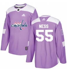 Men's Adidas Washington Capitals #55 Aaron Ness Authentic Purple Fights Cancer Practice NHL Jersey