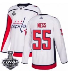 Men's Adidas Washington Capitals #55 Aaron Ness Authentic White Away 2018 Stanley Cup Final NHL Jersey