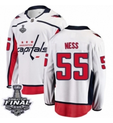Men's Washington Capitals #55 Aaron Ness Fanatics Branded White Away Breakaway 2018 Stanley Cup Final NHL Jersey