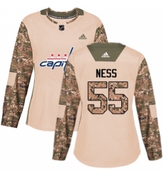 Women's Adidas Washington Capitals #55 Aaron Ness Authentic Camo Veterans Day Practice NHL Jersey