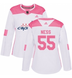 Women's Adidas Washington Capitals #55 Aaron Ness Authentic White/Pink Fashion NHL Jersey