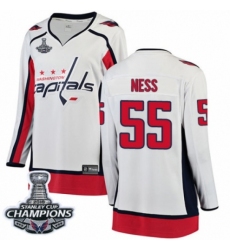 Women's Washington Capitals #55 Aaron Ness Fanatics Branded White Away Breakaway 2018 Stanley Cup Final Champions NHL Jersey