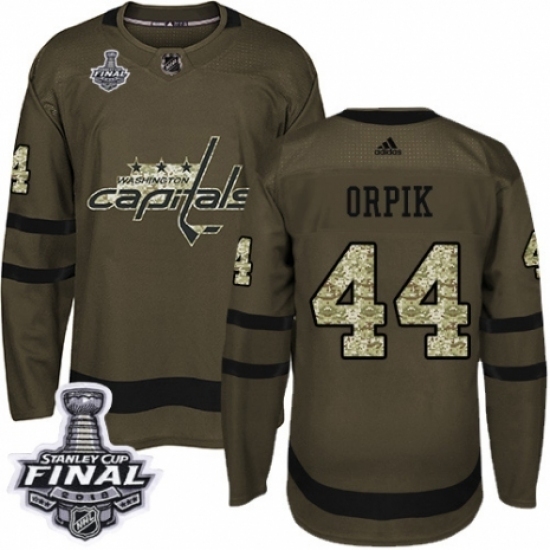 Men's Adidas Washington Capitals #44 Brooks Orpik Authentic Green Salute to Service 2018 Stanley Cup Final NHL Jersey Men's Adidas Washington Capitals #44 Brooks Orpik Authentic Green Salute to Service 2018 Stanley Cup Final NHL Jersey
