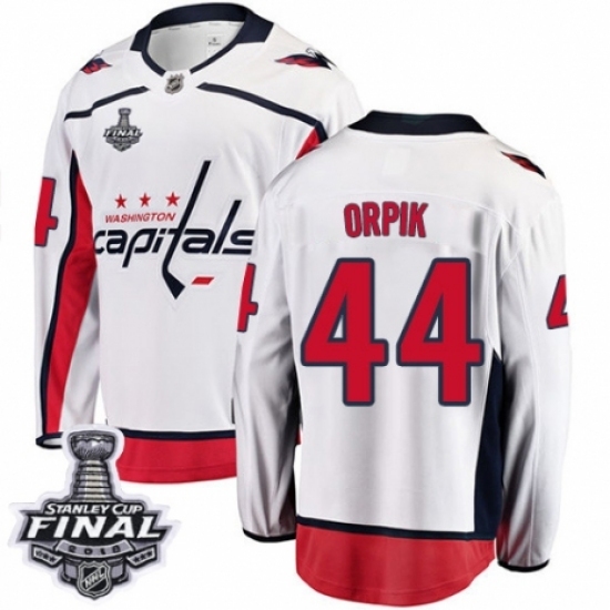 Men's Washington Capitals #44 Brooks Orpik Fanatics Branded White Away Breakaway 2018 Stanley Cup Final NHL Jersey Men's Washington Capitals #44 Brooks Orpik Fanatics Branded White Away Breakaway 2018 Stanley Cup Final NHL Jersey