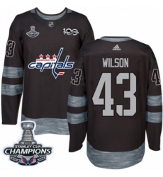 Men's Adidas Washington Capitals #43 Tom Wilson Authentic Black 1917-2017 100th Anniversary 2018 Stanley Cup Final Champions NHL Jersey