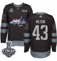 Men's Adidas Washington Capitals #43 Tom Wilson Authentic Black 1917-2017 100th Anniversary 2018 Stanley Cup Final NHL Jersey