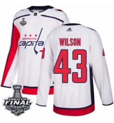 Men's Adidas Washington Capitals #43 Tom Wilson Authentic White Away 2018 Stanley Cup Final NHL Jersey