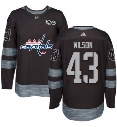 Men's Adidas Washington Capitals #43 Tom Wilson Premier Black 1917-2017 100th Anniversary NHL Jersey