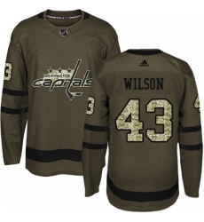 Men's Adidas Washington Capitals #43 Tom Wilson Premier Green Salute to Service NHL Jersey