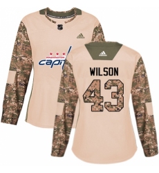 Women's Adidas Washington Capitals #43 Tom Wilson Authentic Camo Veterans Day Practice NHL Jersey