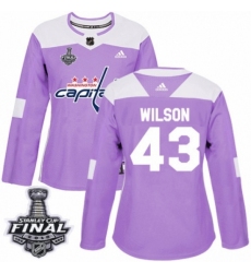 Women's Adidas Washington Capitals #43 Tom Wilson Authentic Purple Fights Cancer Practice 2018 Stanley Cup Final NHL Jersey