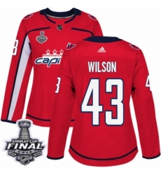 Women's Adidas Washington Capitals #43 Tom Wilson Authentic Red Home 2018 Stanley Cup Final NHL Jersey
