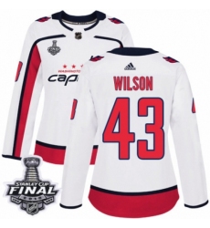 Women's Adidas Washington Capitals #43 Tom Wilson Authentic White Away 2018 Stanley Cup Final NHL Jersey