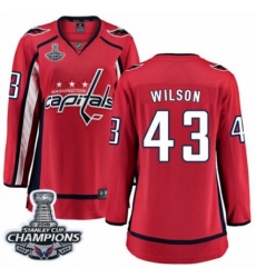 Women's Washington Capitals #43 Tom Wilson Fanatics Branded Red Home Breakaway 2018 Stanley Cup Final Champions NHL Jersey