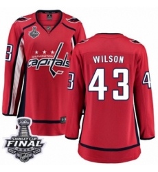 Women's Washington Capitals #43 Tom Wilson Fanatics Branded Red Home Breakaway 2018 Stanley Cup Final NHL Jersey