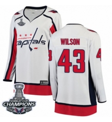 Women's Washington Capitals #43 Tom Wilson Fanatics Branded White Away Breakaway 2018 Stanley Cup Final Champions NHL Jersey