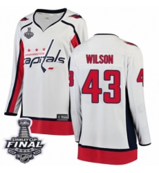 Women's Washington Capitals #43 Tom Wilson Fanatics Branded White Away Breakaway 2018 Stanley Cup Final NHL Jersey