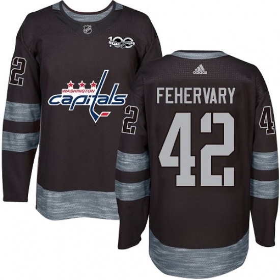 Men's Adidas Washington Capitals #42 Martin Fehervary Authentic Black 1917-2017 100th Anniversary NHL Jersey Men's Adidas Washington Capitals #42 Martin Fehervary Authentic Black 1917-2017 100th Anniversary NHL Jersey