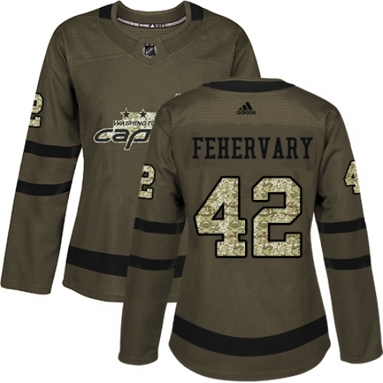 Women's Adidas Washington Capitals #42 Martin Fehervary Authentic Green Salute to Service NHL Jersey Women's Adidas Washington Capitals #42 Martin Fehervary Authentic Green Salute to Service NHL Jersey