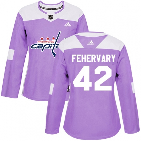 Women's Adidas Washington Capitals #42 Martin Fehervary Authentic Purple Fights Cancer Practice NHL Jersey Women's Adidas Washington Capitals #42 Martin Fehervary Authentic Purple Fights Cancer Practice NHL Jersey