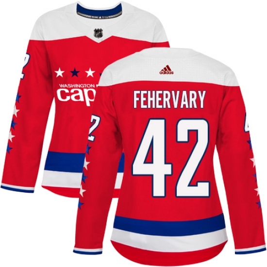 Women's Adidas Washington Capitals #42 Martin Fehervary Authentic Red Alternate NHL Jersey Women's Adidas Washington Capitals #42 Martin Fehervary Authentic Red Alternate NHL Jersey