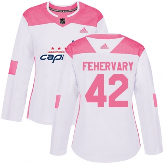 Women's Adidas Washington Capitals #42 Martin Fehervary Authentic White Pink Fashion NHL Jersey Women's Adidas Washington Capitals #42 Martin Fehervary Authentic White Pink Fashion NHL Jersey