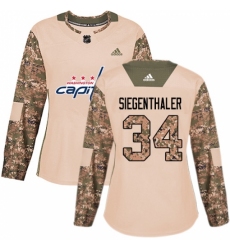 Women's Adidas Washington Capitals #34 Jonas Siegenthaler Authentic Camo Veterans Day Practice NHL Jersey