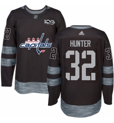 Men's Adidas Washington Capitals #32 Dale Hunter Authentic Black 1917-2017 100th Anniversary NHL Jersey